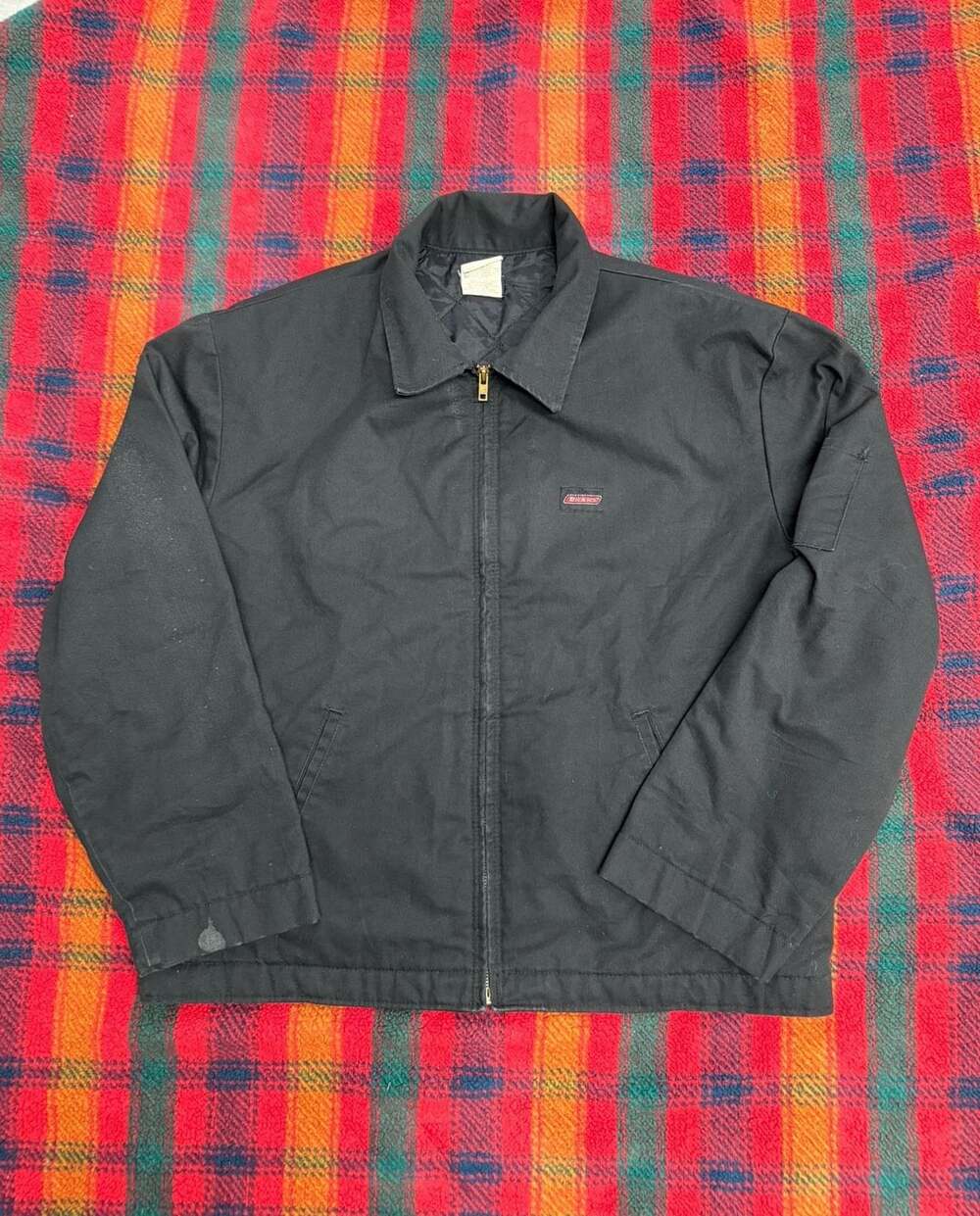 VTG Dickies Black Quilt Lined Work Jacket Eisenhower Sz L